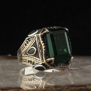 Anillos de Sello Turcos Retro Hechos a Mano al por Mayor ZhuQian para Hombre, Anillo Clásico Tallado con Incrustaciones de Zirconia Mística, Joyería Punk para Motociclistas - Product Image 4