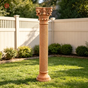Colonne romaine en pierre <span class=keywords><strong>rouge</strong></span> de marbre naturel pour jardin - Product Image 1