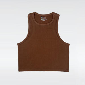 Logotipo personalizado 100% algodón entrenamiento algodón Spandex verano transpirable camisetas sin mangas en blanco Fitness Stringer mujer camiseta sin mangas acanalada - Product Image 6