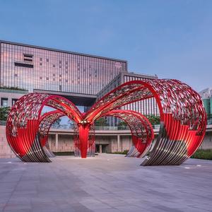 Gran moderno Circular de acero inoxidable pabellón inmobiliario hito al aire libre escultura de Metal personalizar arte Gazebo esculturas - Product Image 4