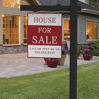Panneau de signalisation immobilière pour visites immobilières et ventes de jardin, avec options de base plate et de base gothique, en PVC blanc