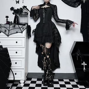 Elegante Vestido Vintage Gótico de Terciopelo Estilo Grunge Punk con Banda Flocada, Vestido sin Mangas para Mujer, Atuendo Alternativo para Fiesta - Product Image 2