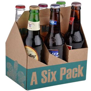 Paper Box Handle Paper Custom Printed Paper Cardboard Beer Pack Box Corrugated Packaging Box Carrier 6 Bottle Paper Box With Handle