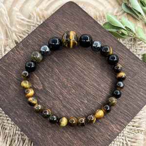 Bracelet en pierre naturelle avec perles de verre colorées pour la pratique de la gratitude, fabriqué par un expert vérifié, avec codage standardisé - Product Image 5