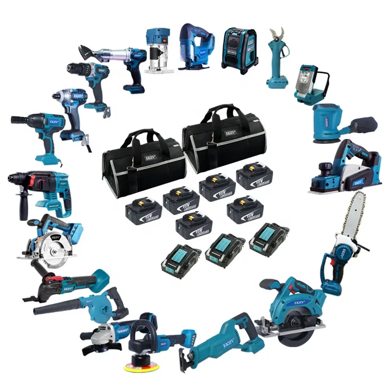 EKIIV Factory 21V Professional Electric Wrench Power Drill Tools Sets Cordless Drill Combo Set 14 in 1 Combo Kit
