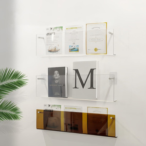 Étagère murale moderne en acrylique découpée au laser <span class=keywords><strong>sur</strong></span> <span class=keywords><strong>mesure</strong></span> pour salon, bureau - Étagère flottante transparente décorative pour le rangement - Product Image 2
