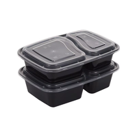 Boîte à lunch jetable en PP pour usage en restaurant, 2 compartiments, hermétique, anti-fuite, avec couvercle transparent, conteneur alimentaire en plastique