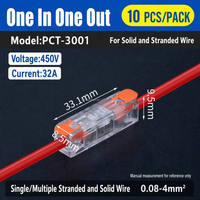 Bloc de bornes multi-voies 250V 32A à connexion rapide pour fils rigides et souples, avec trous de fixation, conception sans vis pour boîtier de jonction