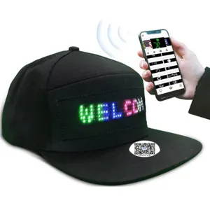 APP control LED scrolling Text Screen Baseball cap USB charging LED Display Hat led message hats