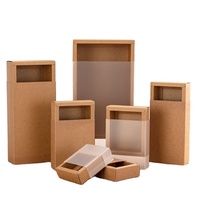 Emballage personnalisé brun Transparent PVC givré manchon boîte coulissante en papier Kraft boîtes à tiroirs avec fenêtre transparente