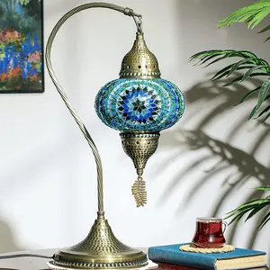 Hot Sale Turkish Moroccan Mosaic Table Desk Bedside Lamp Tiffany Style Colorful Mosaics Lamp for indoor