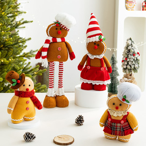 Christmas Retro Telescopic Gingerbread Man Doll Cute <b>Plush</b> Doll Couple Gifts Christmas Tree Ornaments. - Product Image 3