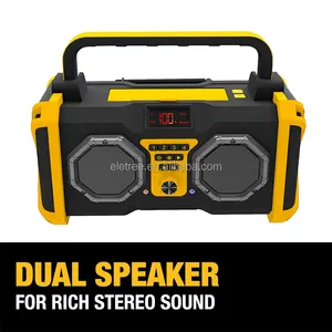 Eletree Radio Portable 30W AM FM Cuaca NOAA IPX6 tahan air darurat Solar Budowlane Jobsite Radio dengan 5000mah Power bank