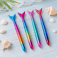 Stylo Gel Promotionnel Sirène Kawaii Mignon en Plastique 0,5 mm, Encre Noire à Écriture Fluide pour Filles, Prise de Notes, Journalisation, Bureau, École