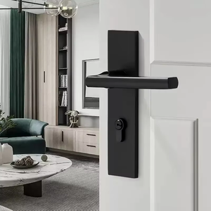 Silent Closing Deadbolt Room Door Aluminum Metal Lever <b>Handle</b> Indoors for Office Panel Mechanical Keys <b>Handle</b> <b>Lock</b> Set - Product Image 5