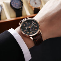 Nouvelle Montre Homme de Luxe à Quartz Étanche Entièrement Automatique avec Calendrier Lumineux Bracelet en Cuir de 20 mm Vente en Gros