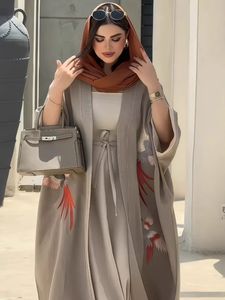 Traje de Dos Piezas para Mujer, Estilo Elegante y Moderno, con Estampado Floral, para Musulmanas, Modest Burqa Abaya Robe <span class=keywords><strong>Cabaya</strong></span>, Precio al por Mayor - Product Image 3