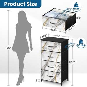 ตู้ลิ้นชัก 4 ชั้น ลายหินอ่อนสีขาวทอง หรูหรา พร้อมผนังแบ่ง 4 ส่วน วัสดุโลหะ สำหรับจัดเก็บของตกแต่งบ้าน ห้องนอน ห้องนั่งเล่น - Product Image 3