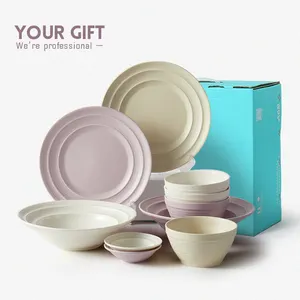 Jarwah Cheap Price Pakistan Ceramic Dinner Plates Dinnerware Set Dishes Luxury Matte White Purple Yellow 28 48 Ceramic Bowl Set