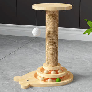 Pabrikan Grosir Tiang Garukan Kucing Sisal Desain Pohon Kelapa Tiang Garukan Kucing Sisal Menara Kucing dengan Platform Lompat - Product Image 2