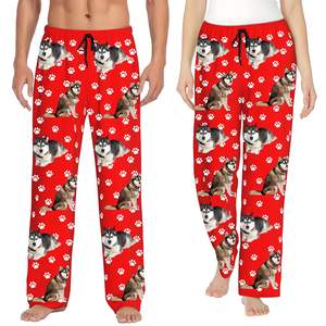 Pareja <span class=keywords><strong>de</strong></span> pantalones <span class=keywords><strong>de</strong></span> pijama en púrpura con estilo Poodle Paw Print His Hers Ropa <span class=keywords><strong>de</strong></span> dormir cómoda Ropa <span class=keywords><strong>de</strong></span> salón Pantalones a juego para uso doméstico - Product Image 5