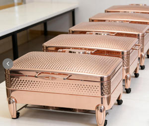 Calentador de Alimentos Hidráulico de Acero Inoxidable de Alta Calidad para Buffet, Nuevo, de Lujo, Color Oro Rosa, Rectangular, 9L - Product Image 3