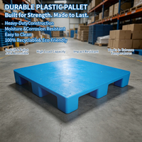 Palette en plastique ODM avec renforts en acier, pour l'industrie alimentaire, 1200x1000 mm, stable au congélateur, neuf pieds, palette plate en plastique HDPE vierge