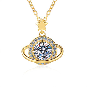 Fornitura Diretta Transfrontaliera, Ciondolo di Lusso in <span class=keywords><strong>Oro</strong></span> 18K con Moissanite da 1 Carato, Pianeta dei <span class=keywords><strong>Sogni</strong></span>, per Fidanzamento e Matrimonio, in Argento Sterling S925 - Product Image 1