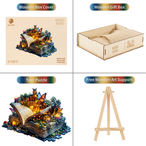Magical Owl Open <b>Book</b> Shaped Wooden Jigsaw Puzzle Adult Stress Relief Toy For Home Decor Bookstore Wholesale Gift - Product Image 1