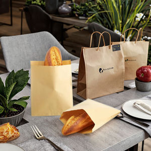 Vente en gros sacs en papier recyclables résistants à l'huile logos personnalisés enveloppes pain hamburgers corne de vache sacs en papier à emporter - Product Image 4