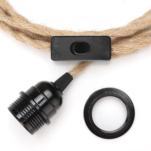 Triple Pendant Light Kit Plug in <strong>Lamp</strong> Cord Set Hemp Rope Twisted <strong>Electrical</strong> <strong>Wire</strong> Vintage <strong>Hanging</strong> <strong>Lamp</strong> LED Lighting - Product Image 4