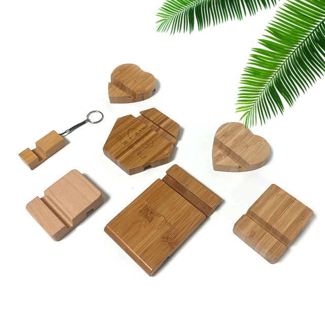 Wholesale Custom Wooden Bamboo Mobile Cell Phone Holder Custom Wood Bamboo Cell Mobile Phone Stand for Phone Desk Desktop