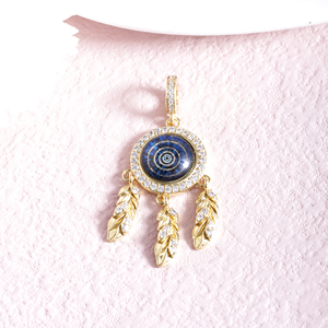 Colgantes de Pluma Dorada con Ojos Malvados Multicolor de Latón Esmaltado Bañado en Oro de 18K al por Mayor para Fabricación de Collares y Regalos - Product Image 4