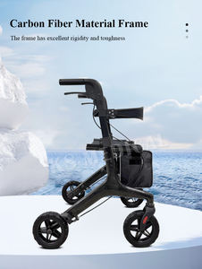 Vente en gros KSM-802 de luxe en fibre de carbone Rollator Walker avec hauteur réglable et freins équipement de mobilité pour personnes handicapées pour personnes âgées - Product Image 4