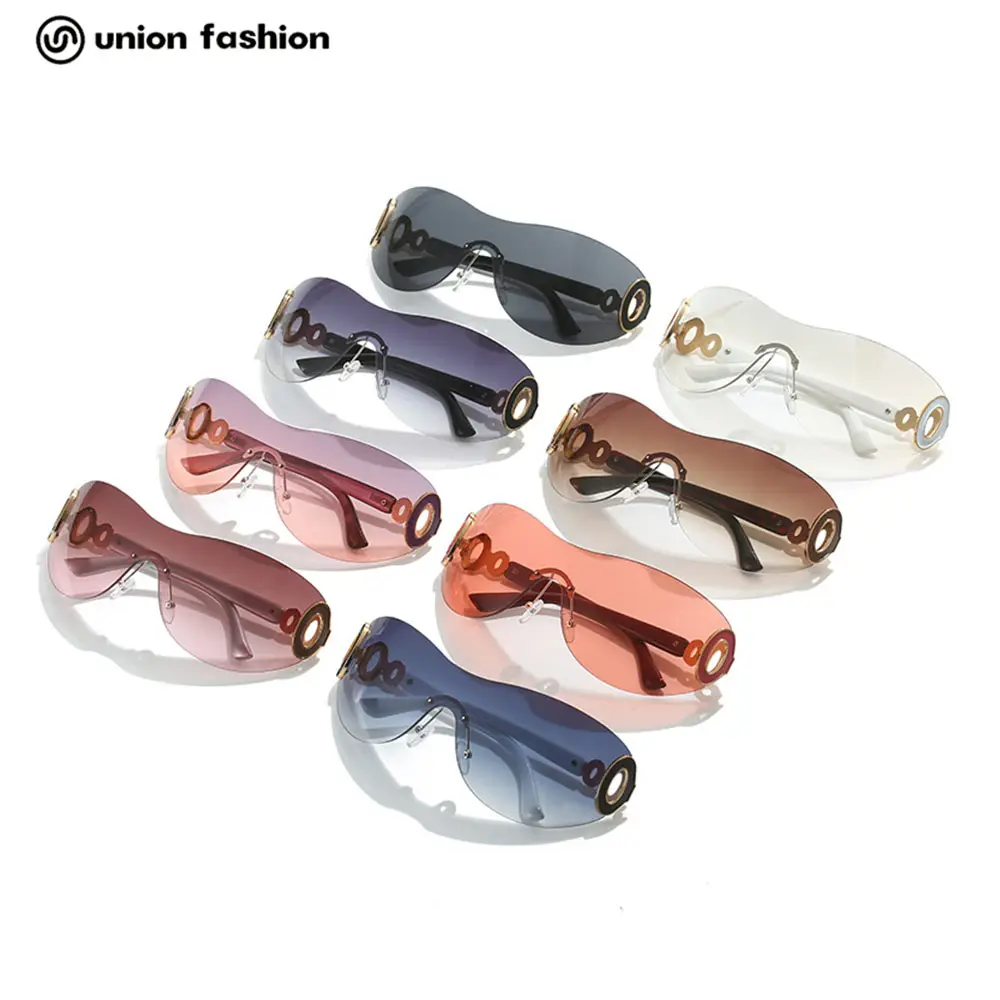 New High Quality New Y2K European And American Luxury One Piece Big Frame Glasses Vintage Sunglasses Women Men