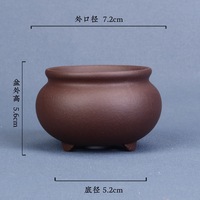 Pot Bonsai Keramik Bulat Klasik Tanpa Lapisan, Buatan Tangan, untuk Penggunaan Hotel