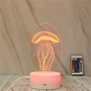 Punto del fumetto di Kawaii 3D Luce di Notte del LED di Illuminazione RGB 7 Cambiamento di Colore Camera Da Letto del Sonno Lampada Da Tavolo per la Fidanzata di Natale A Casa parte