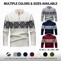 Pull en maille demi-zip pour homme en polyester anti-boulochage et anti-rétrécissement, avec logo frontal, personnalisable OEM/ODM pour l'hiver