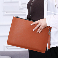 Bolsa de cuero saffiano PU de gran capacidad personalizada, bolsa de negocios con cremallera, bolsa de documentos de oficina A4 A5, bolsa de archivo con cremallera