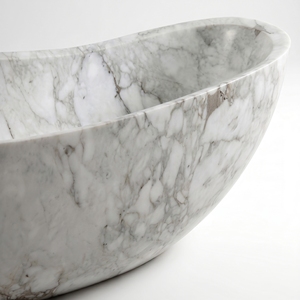 อ่างอาบน้ำรูปวงรีสั่งทำพิเศษสุดหรูหราทันสมัย หินอ่อน Arabescato Corchia แบบตั้งพื้น สำหรับแช่ตัวในห้องน้ำ วิลล่า โรงแรม บ้าน - Product Image 3