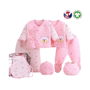 Ensembles <span class=keywords><strong>de</strong></span> vêtements décontractés en coton pur personnalisés 7 pièces vêtements pour bébé nouveau-né coffret cadeau nouveau-né - Product Image 3