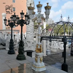 Postes de luz de decoración de calle moderna de alta calidad, postes de lámpara de hierro fundido blanco para jardín al aire libre