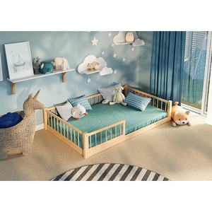 <span class=keywords><strong>Lit</strong></span> de <span class=keywords><strong>sol</strong></span> en bois pour enfants, design minimaliste, <span class=keywords><strong>lit</strong></span> <span class=keywords><strong>Montessori</strong></span> pour tout-petits avec barrière de sécurité pour enfants de 4 à 8 ans - Product Image 2