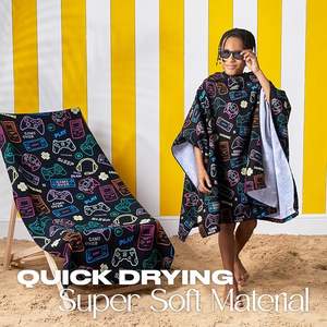 Poncho <span class=keywords><strong>de</strong></span> Microfibra Ecológico, Absorbente, <span class=keywords><strong>de</strong></span> Secado Rápido, Suave, Ligero y Fácil <span class=keywords><strong>de</strong></span> Transportar para <span class=keywords><strong>Playa</strong></span>, Natación y Piscina - Product Image 5