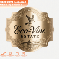 Etiqueta engomada de la botella de oro de aluminio fino suave Material Metal exquisito impermeable 3D Etiquetas Perfume Etiqueta de aluminio