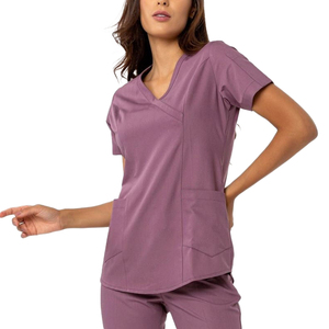OEM nuevo estilo mujer Doctor Scrubs Hospital paramédico médico masculino Spandex Collar cremallera entrepierna enfermera <span class=keywords><strong>pantalones</strong></span> uniformes Scrub Top - Product Image 3