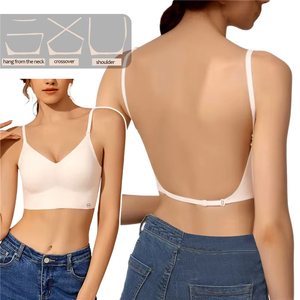 Top sin espalda ajustable y transpirable con forma de U profunda para mujer, ideal para vestidos sexys con encaje transparente - Product Image 2