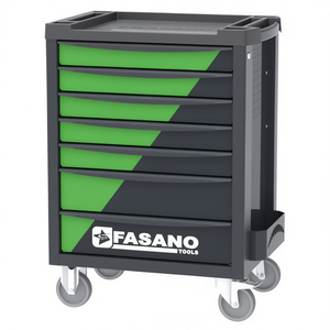 Chariot à outils roulant Fasano Tools à 7 tiroirs, vert et noir, armoire de rangement pour réparation automobile - Product Image 2