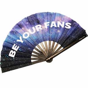 Custom Bamboo Hand Clack Fan for Sublimation Portable Big Folding Fairy Style Fan Private <b>Label</b> - Product Image 3