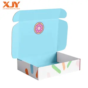 Embalaje de galletas XJY, caja de correo de envío, diseño de caja de paquete de donut, caja de embalaje de correo de cartón para alimentos con logotipo